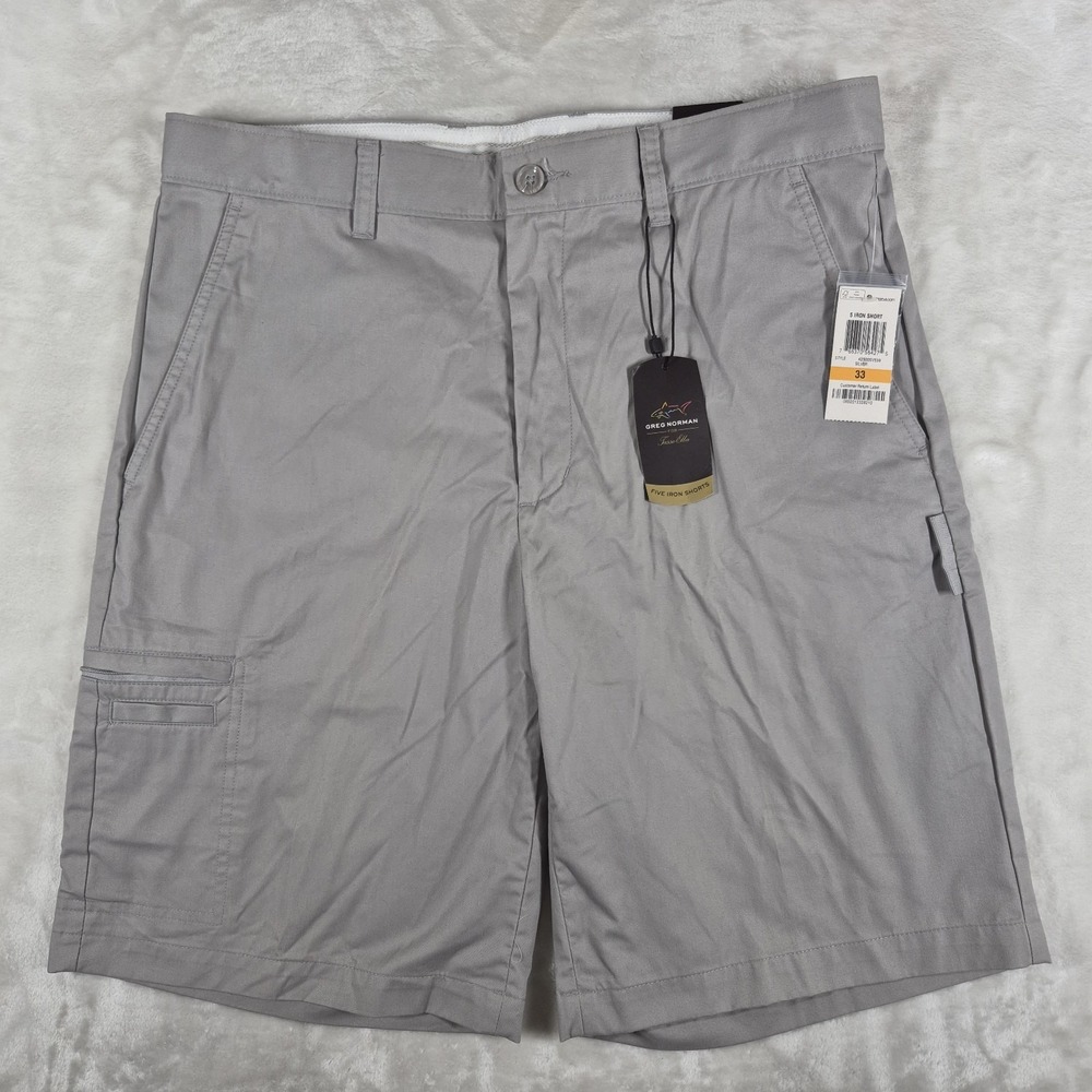 Greg Norman Five Iron Shorts Men's 33‎ Gray 10" Inseam Golf Casual Comfort NWT